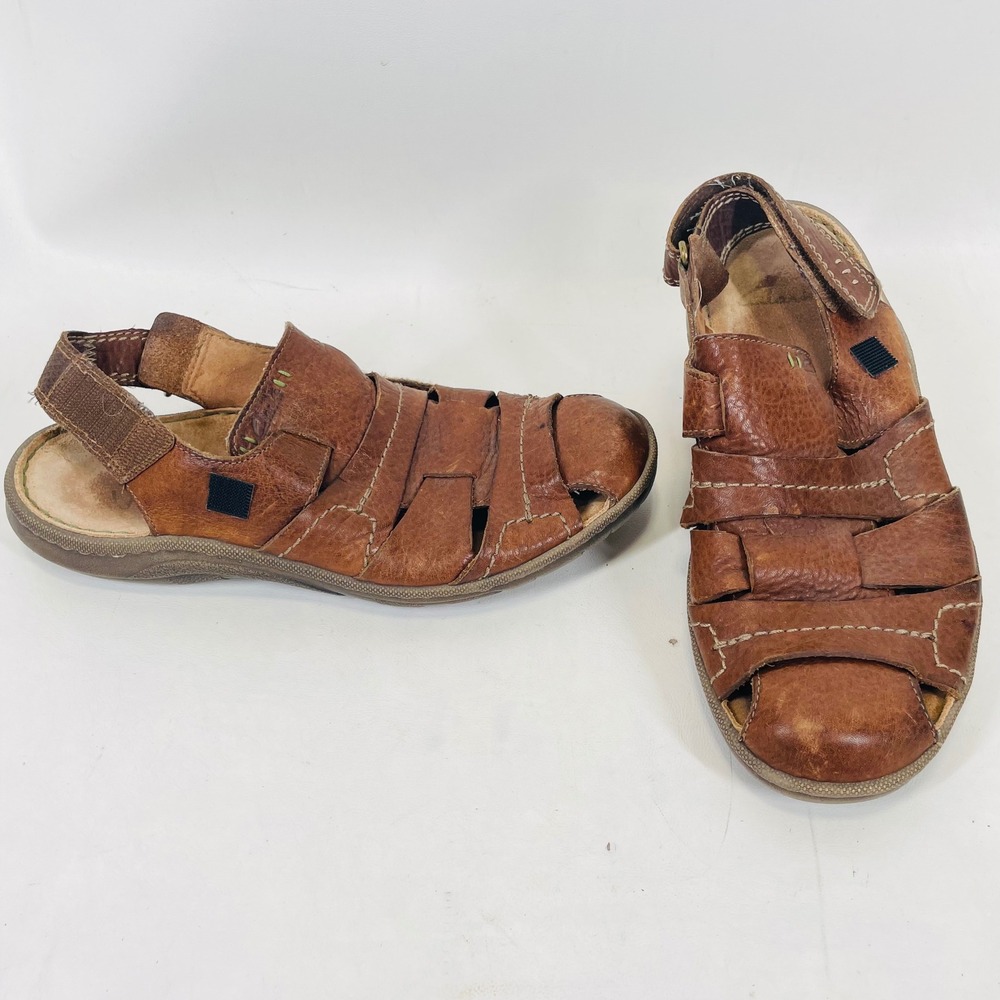Clarks Mens Brown Leather Fisherman Sandals Closed Toe 69087 Size 8M